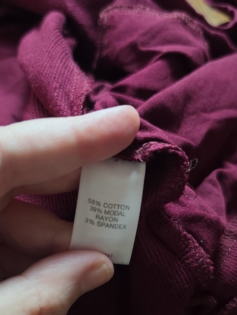 J.JILL | Burgundy Wine Cotton Modal Open Front Pocket Cardigan | 3X - Picture 4 of 7
